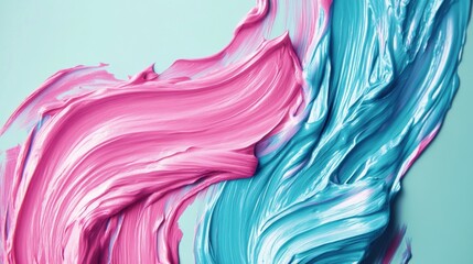 Wall Mural - Colorful Abstract Paint Swirls in Vivid Pink and Blue Tones