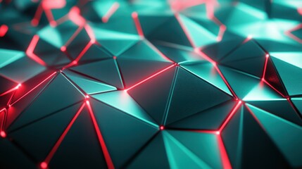 Wall Mural - geometric abstract background with neon lights and triangular shapes