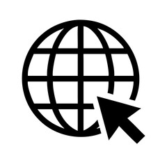 a globe icon and a click cursor to use for the website