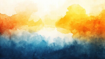 Wall Mural - vibrant watercolor abstract landscape with blue and orange hues
