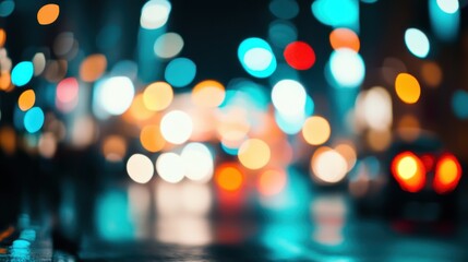 Canvas Print - abstract bokeh city lights background for creative projects