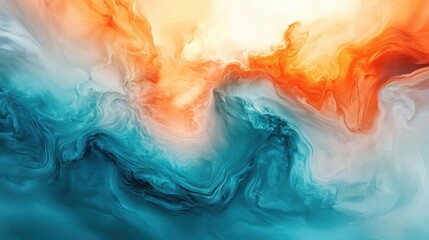 Wall Mural - abstract colorful swirls in orange and blue tones for background