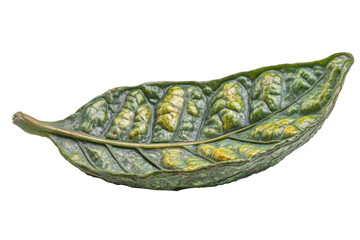 Poster - Close-up view of a textured green leaf showcasing its natural details and vibrant color against a transparent background