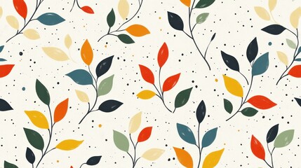 Canvas Print - colorful leaf pattern on cream background for nature inspiration
