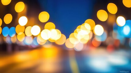 Wall Mural - Soft Bokeh Lights Creating Magical Atmosphere in Urban Night Scene