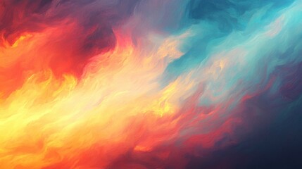 Wall Mural - Vibrant Abstract Flames in Orange and Blue Soft Gradient Background