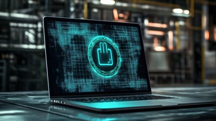 Cyber security concept on a laptop screen