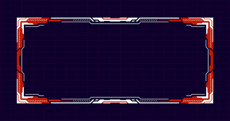 Wall Mural - red frame abstract futuristic hud digital border design against a dark background