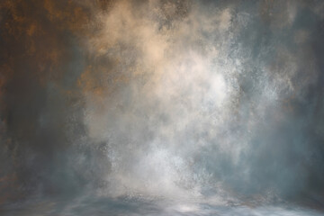 light blue studio painted backdrop. canvas background on the wall and on the floor with a soft trans