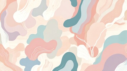 Wall Mural - pastel dream: an abstract composition of soft hues and organic forms