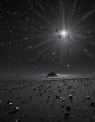 Wall Mural - vast expanse of black, diamond-like stars scattered across , deep space, black, nebula