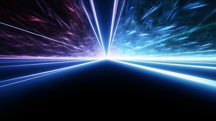 Aufkleber - Colorful light show with a white line in the middle. The blue and purple lights are in the background and the white line is in the middle