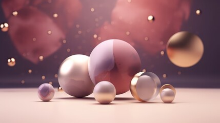 Aufkleber - Collection of shiny, colorful spheres arranged on a table. The spheres are of different sizes and colors, creating a visually appealing and dynamic display