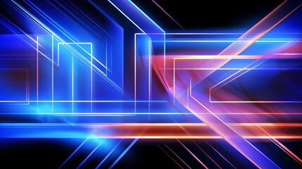 Aufkleber - Colorful abstract design with blue, red, and orange lines. The design is made up of many different shapes and lines, creating a dynamic and energetic feel