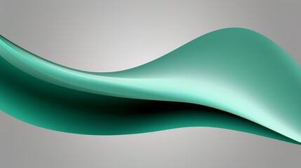 Fototapete - Green wave is shown on a gray background. The wave is long and curvy, with a sense of movement and fluidity. The color green is dominant, giving the image a calming and soothing feel