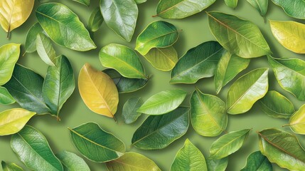 Poster - Green leafy plant with a few yellow leaves. The leaves are spread out and overlapping each other