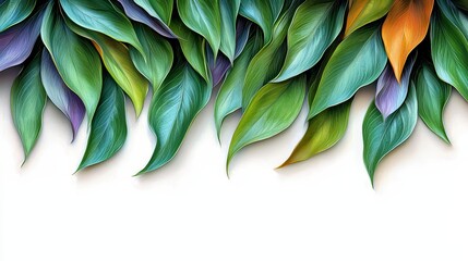 Poster - Painting of a leafy green plant with a blue stripe. The painting is of a leafy green plant with a blue stripe, and it has a vibrant and lively feel to it