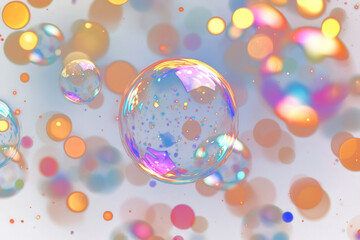 Wall Mural - png abstract background with colorful soap bubbles abstract colors bokeh.
