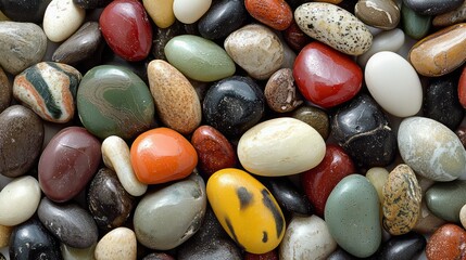 Poster - Pile of colorful rocks with a variety of shapes and sizes. The rocks are arranged in a way that creates a sense of depth and texture