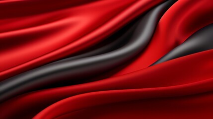 Poster - Red and black fabric with a wave pattern. The red and black colors create a sense of contrast and depth