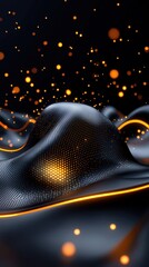Wall Mural - a black and orange image of a sphere with a lot of glowing dots