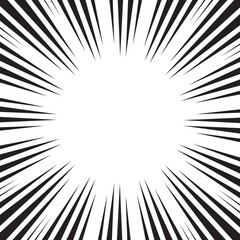 Aufkleber - Manga comic explosion, motion or movement effect, vector background. Manga anime cartoon radial speed lines and abstract pattern for comic book burst, flash ray or explode bang action