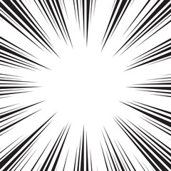Aufkleber - Manga comic explosion, motion or movement effect, vector background. Manga anime cartoon radial speed lines and abstract pattern for comic book burst, flash ray or explode bang action