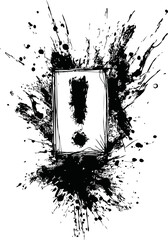 Poster - Abstract black ink splash with exclamation point on white background. Vector illustration
