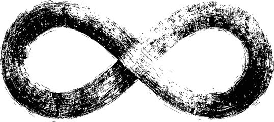 Aufkleber - Brushstroke infinity symbol in black and white, abstract artistic concept. Vector illustration