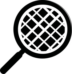Aufkleber - Black magnifying glass with a cross lattice pattern, minimalist icon design. Vector illustration