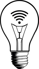 Leinwandbilder - Black and white light bulb with wifi icon combining technology and energy. Vector illustration
