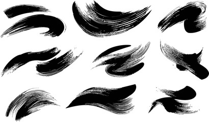 Aufkleber - Abstract black brush strokes on white background, ink art design. Vector illustration