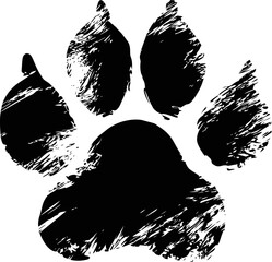 Aufkleber - Black grunge animal paw print on a white background in abstract style. Vector illustration