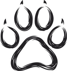 Aufkleber - Black brush stroke animal paw print with abstract design concept. Vector illustration