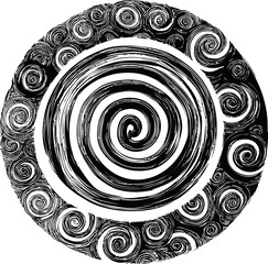 Poster - Black and white abstract spiral with swirling patterns, in a circular design. Vector illustration