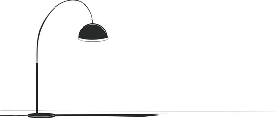 Aufkleber - Minimalist black and white illustration of a modern arc floor lamp. Vector illustration