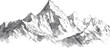 © cac_tus - Monochrome hand-drawn mountain range sketch with detailed peaks illustration. Vector illustration