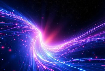 Wall Mural - glowing star wave, cosmic energy, futuristic abstract background, digital, wallpaper