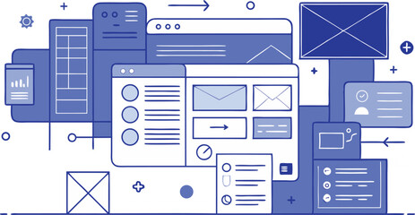 ui ux wireframe vector pattern for web and app design.