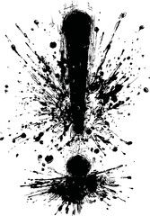 Leinwandbilder - Abstract black ink splash forming exclamation mark art. Vector illustration