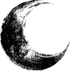 Fototapete - Textured black brushstroke forming a crescent moon, abstract art. Vector illustration