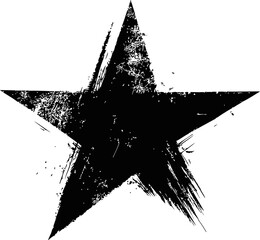 Aufkleber - Black grunge star with rough textured edges, abstract art. Vector illustration
