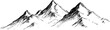 © cac_tus - Black and white sketch of mountain range with detailed peaks and shading. Vector illustration