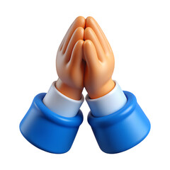 Wall Mural - cartoon hands in prayer position isolated on transparent background