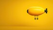 © PliveStudio - Yellow cartoon blimp floats against a solid yellow background. Simple, minimalist design, 3D rendering. Perfect for children's illustrations or whimsical projects.