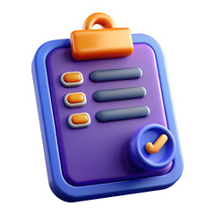 Wall Mural - 3d render checklist clipboard icon isolated on transparent background