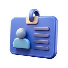 Wall Mural - 3d render of a blue id card isolated on transparent background