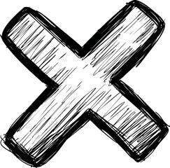 Aufkleber - Sketchy black and white drawing of a bold cross with textured shading. Vector illustration