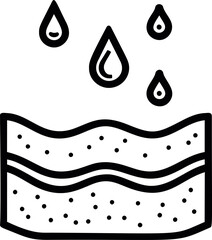 Aufkleber - Water droplets falling with layers resembling soil in black and white illustration. Vector illustration
