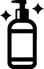 Poster - Soap dispenser silhouette with shining stars, cleanliness concept. Vector illustration